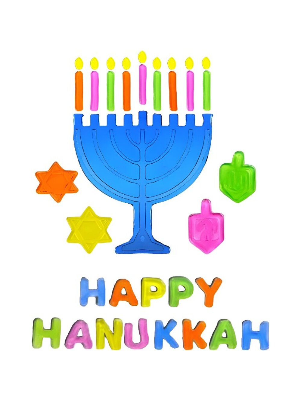 Hanukkah Window Gel Clings Menorah and Dreidel Decoration, Happy Hanukkah